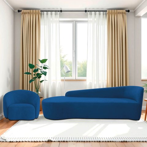 Kit Divã Recamier Orgânico França 220cm Lado Esquerdo e Poltrona Amore Linho