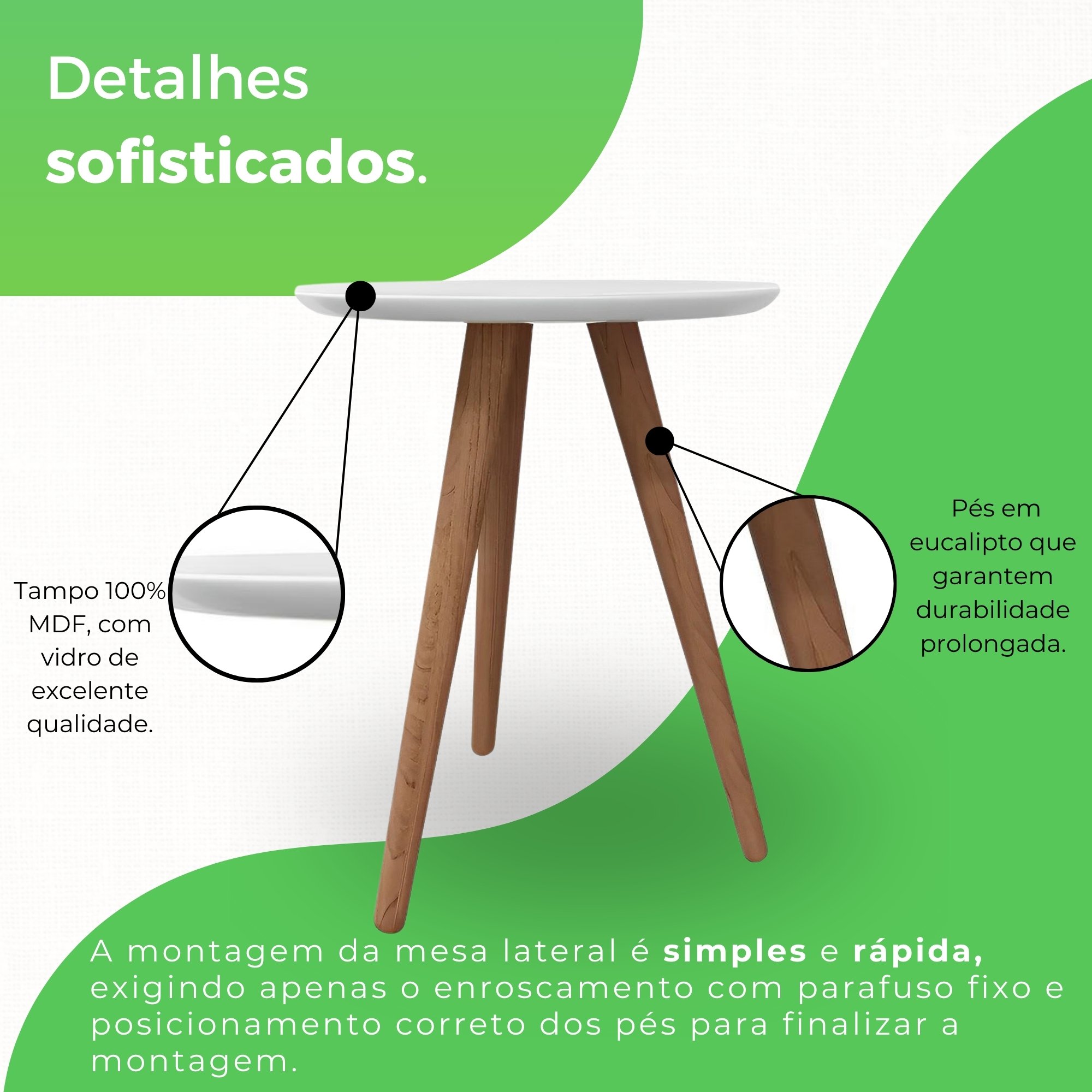 Mesa Lateral 45cm Esmeralda Athenas - 3