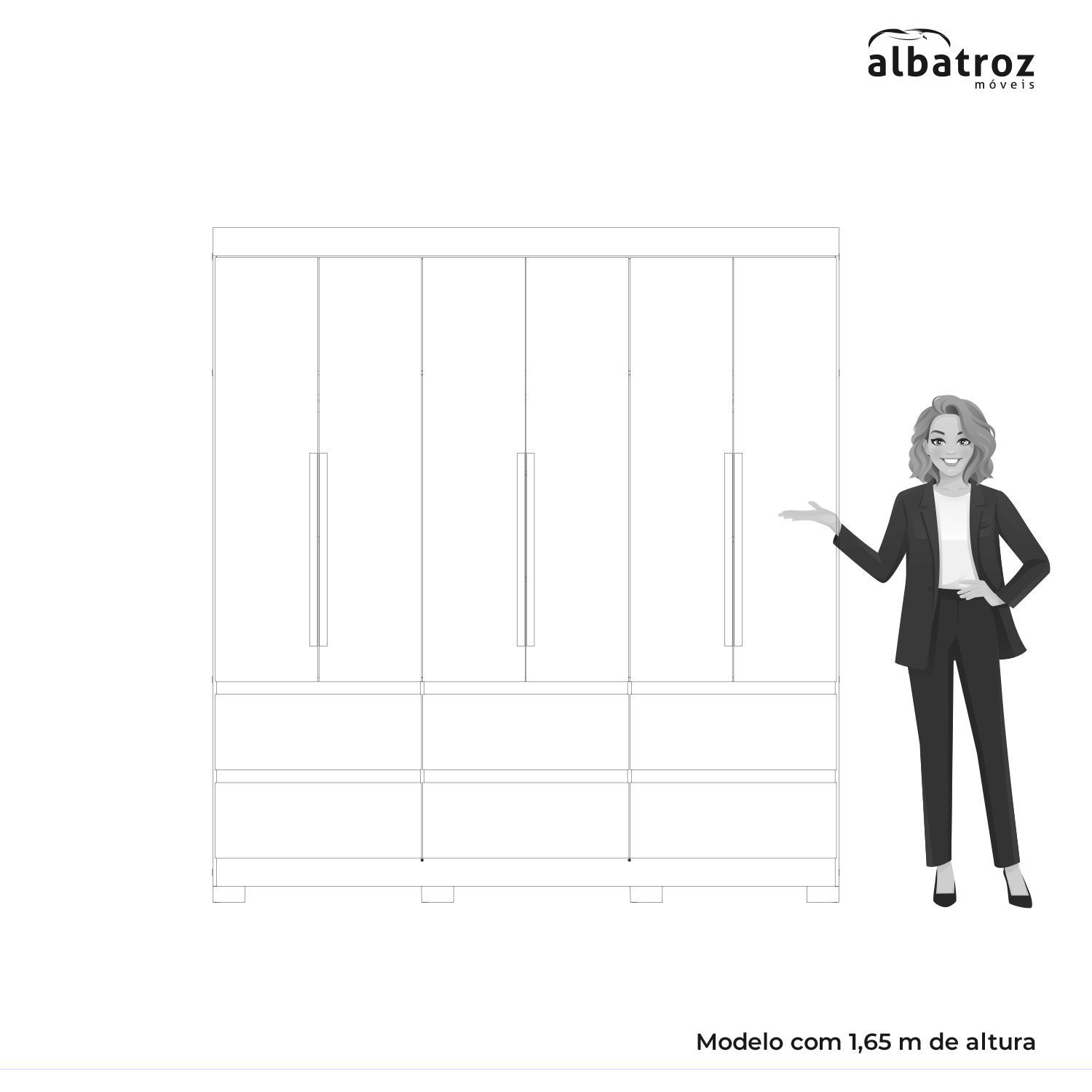 Guarda Roupa Casal 6 Portas 6 Gavetas Milano Albatroz Móveis - 6