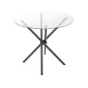 Ver imagem 5 de Conjunto Sala de Jantar Mesa Jade 90cm Tampo Vidrocom 4 Cadeiras Bege/Preto/Linho