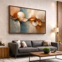 Ver imagem 4 de Quadro Abstrato Moderno Ciclos da Vida - Grande 153x103 Cm Moldura Amadeirada