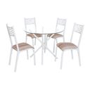 Ver imagem 3 de Conjunto Sala de Jantar Mesa Jade 90cm Tampo Vidrocom 4 Cadeiras Branco/Capuccino
