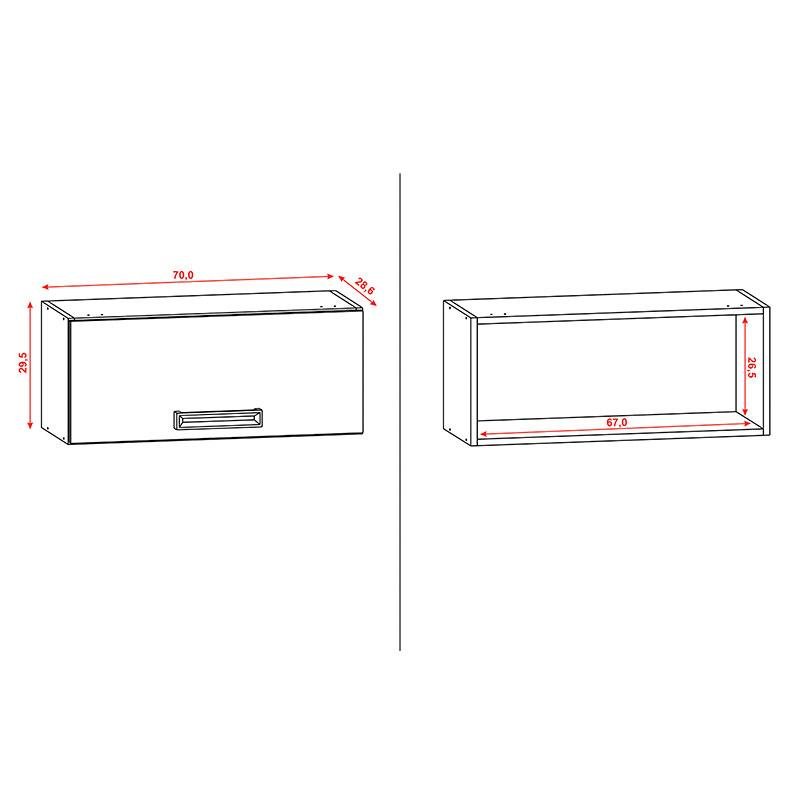 Armário Aéreo Geladeira Ametista 70 Cm Freijó Gris - Kits Paraná - 3