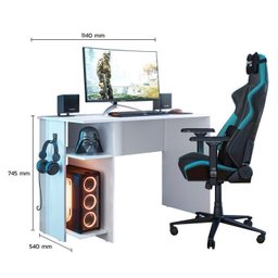 Kit 2 Peças Mesa Escritório/Gamer e Armário 2 Portas 5 Prateleiras Espresso Móveis - 4