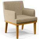 Ver imagem 4 de Kit 3 Poltronas Decorativas Para Sala de Estar e Recepção Beatriz W01 Linho Bege Escuro - Lyam