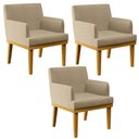 Ver imagem 1 de Kit 3 Poltronas Decorativas Para Sala de Estar e Recepção Beatriz W01 Linho Bege Escuro - Lyam