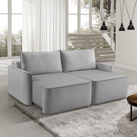 Sofá Retrátil 160cm com Porta USB 2 Lugares Moon 2323 Cinza