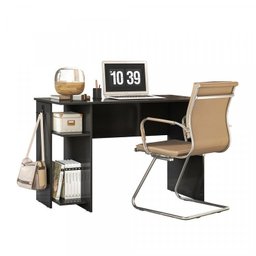 Kit 2 Peças Mesa Escritório/Gamer e Armário 2 Portas 5 Prateleiras Espresso Móveis - 8