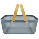 Ver imagem 1 de Cesto Com Alça Em Madeira E Ferro Imporiente 40x28x18cm CA09777 Preto