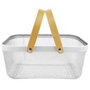 Ver imagem 2 de Cesto Com Alça Em Madeira E Ferro Imporiente 40x28x18cm CA09777 Preto