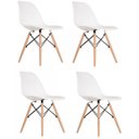 Ver imagem 3 de Conjunto Mesa de Jantar com 1 Banco e 4 Cadeiras Eames Base Madeira Espresso Móveis Branco