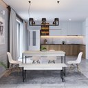 Ver imagem 2 de Conjunto Mesa de Jantar com 1 Banco e 4 Cadeiras Eames Base Madeira Espresso Móveis Branco