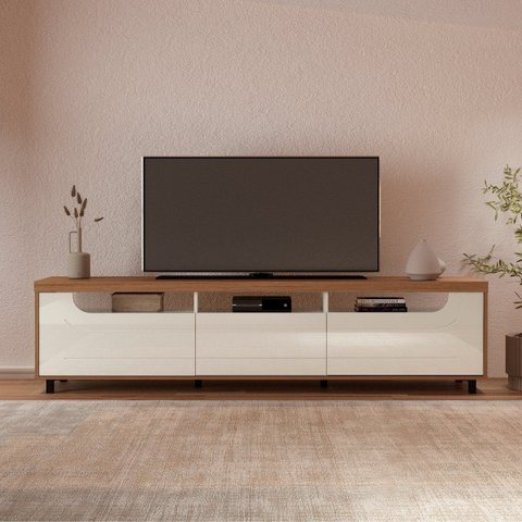 Rack para Tv 75" 3 Nichos 2 Portas Mercury Cinamomo/off White