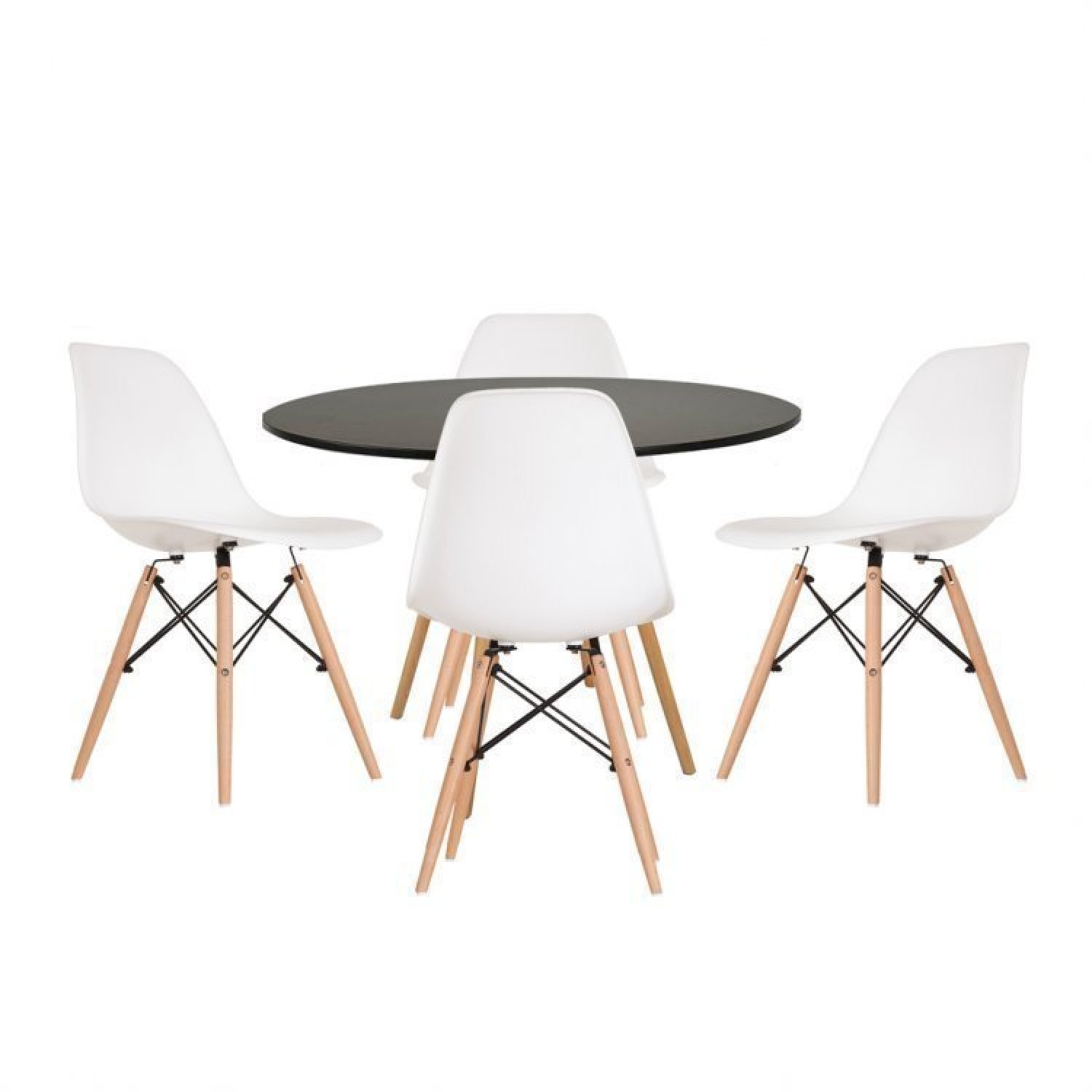 Conjunto Mesa de Jantar com 1 Banco e 4 Cadeiras Eames Base Madeira Espresso Móveis - 11