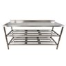 Mesa Aço Inox Profissional 180x70x90 Cm com 2 Prateleiras Fenestradas com Espelho Nortinox Stander - 1
