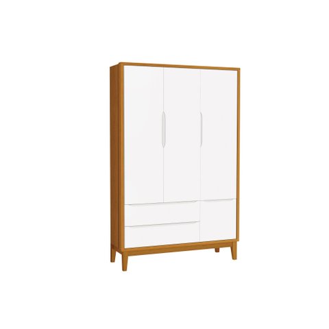 Guarda-Roupa para Quarto Infantil Retrô 3 Portas Classic New:Brancosavana/Madeira