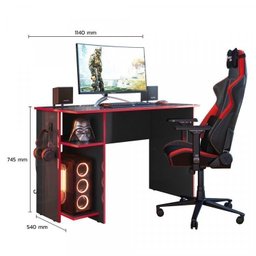 Kit 2 Peças Mesa Escritório/Gamer e Armário 2 Portas 5 Prateleiras Espresso Móveis - 7