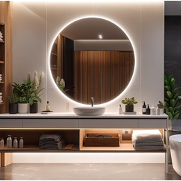 Espelho Orgânico Decorativo Lapidado com Led 80x80 Cm E08 para Sala, Quarto, Banheiro, 6000k 110v - 1