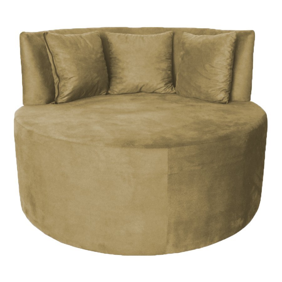 Sofá Puff Chaise Redondo Barcelona Suede Bege Dimazza Móveis