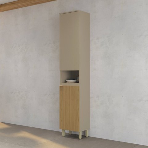 Paneleiro Simples 40cm 2 Portas Clara Yescasa Cinza/Avela/Canary