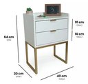 Ver imagem 2 de Mesa Cabeceira 40cm MDF Branca Dourada Borda Arredondada