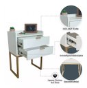 Ver imagem 4 de Mesa Cabeceira 40cm MDF Branca Dourada Borda Arredondada
