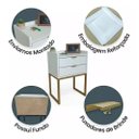 Ver imagem 6 de Mesa Cabeceira 40cm MDF Branca Dourada Borda Arredondada