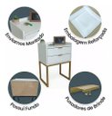Ver imagem 6 de Mesa Cabeceira 40cm MDF Branca Dourada Borda Arredondada