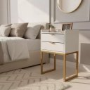 Ver imagem 5 de Mesa Cabeceira 40cm MDF Branca Dourada Borda Arredondada
