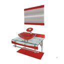 Ver imagem 2 de Gabinete Vidro 60cm Curvado Duplo Cuba Oval Vermelho Ferrari