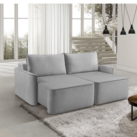 Sofá Retrátil 220cm com Kit Entrada USB 4 Lugares Moon 2323 Cinza