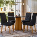 Ver imagem 2 de Conjunto Sala de Jantar Mesa Anitta 90x90 4 Cadeiras Sarah Ype/preto/veludo Preto