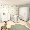 Ver imagem 2 de Quarto de Bebê com Berço 2 em 1 Guarda Roupa Cômoda Estante e Trocador Kakau Retrô Espresso Móveis
