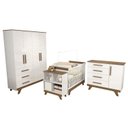 Ver imagem 2 de Quarto de Bebê com Berço 2 em 1 Guarda Roupa Cômoda Estante e Trocador Kakau Retrô Espresso Móveis