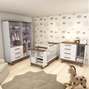 Ver imagem 5 de Quarto de Bebê com Berço 2 em 1 Guarda Roupa Cômoda Estante e Trocador Kakau Retrô Espresso Móveis