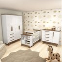 Ver imagem 1 de Quarto de Bebê com Berço 2 em 1 Guarda Roupa Cômoda Estante e Trocador Kakau Retrô Espresso Móveis