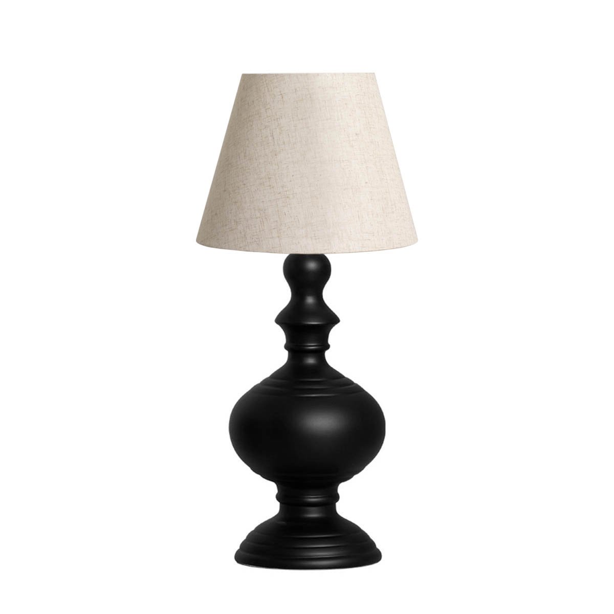 Abajur de Cerâmica Preto Fosco para Quarto Imperial com Cúpula de Tecido