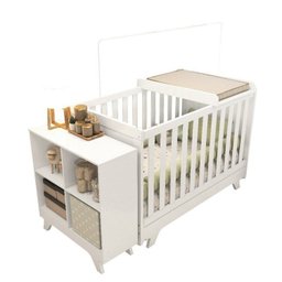 Quarto de Bebê com Berço Mini Cama Estante 4 Prateleiras e Trocador Kakau Retrô Espresso Móveis - 3