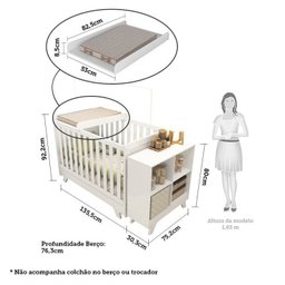 Quarto de Bebê com Berço Mini Cama Estante 4 Prateleiras e Trocador Kakau Retrô Espresso Móveis - 4
