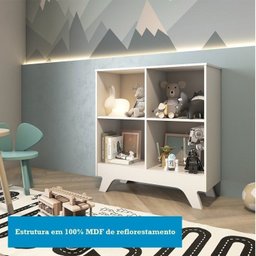 Quarto de Bebê com Berço Mini Cama Estante 4 Prateleiras e Trocador Kakau Retrô Espresso Móveis - 12