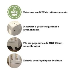 Quarto de Bebê com Berço Mini Cama Estante 4 Prateleiras e Trocador Kakau Retrô Espresso Móveis - 13