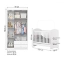 Ver imagem 4 de Quarto de Bebê Completo Bala de Menta 3 Portas 2 Gavetas Branco - Henn