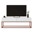 Ver imagem 4 de Rack Eros 140cm Minimalista e Moderno com 2 Gavetas Organizadoras e Base Metálica:branco/cobre