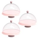 Ver imagem 1 de Kit 3 Porta Bolos Tortas 25cm Rosa com Cúpula e Pé Café Hotel Padaria Bubble Crippa