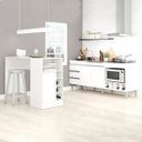 Ver imagem 1 de Conjunto Cozinha Branco Bancada Ilha Balcão Para Cooktop e Pia Adega Nicho Ilha Gourmet MDP - PRIME