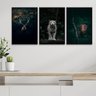 Kit 3 Quadros Animais- Vida Selvagem 45x34cm:madeira Preta - 2