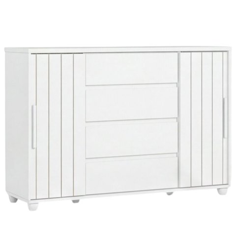Cômoda Sapateira para Quarto 2 Portas 4 Gavetas Parma A04 Flex Branco Freijó - Lyam Decor