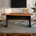 Ver imagem 7 de Mesa de Reunião para Escritório 1,80MX1,10m Orgânica com Pés em Metal Corporate F5 Marrom/Nogal/Preto