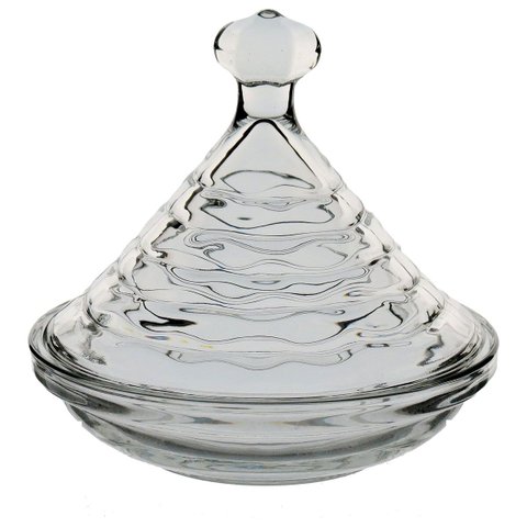 Potiche Decorativo de Vidro Transparente 11x12x12cm Tampa Enfeite Sala Mesa
