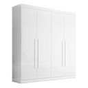 Ver imagem 3 de Guarda Roupa Casal 4 Portas 3 Gavetas Roma 100% MDF Branco